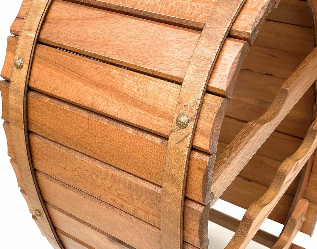 DanDiBo Weinregal Holz Weinfass für 6 Flaschen Braun gebeizt Bar Flaschenständer Fass Flaschenhalter