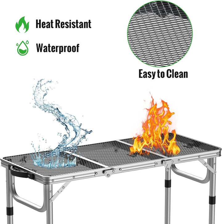 GARLLEN Grilltisch klappbar, 87x40cm & 3 Höhenverstellbar(26/48/70cm), Leicht und Tragbar, Klapptisc