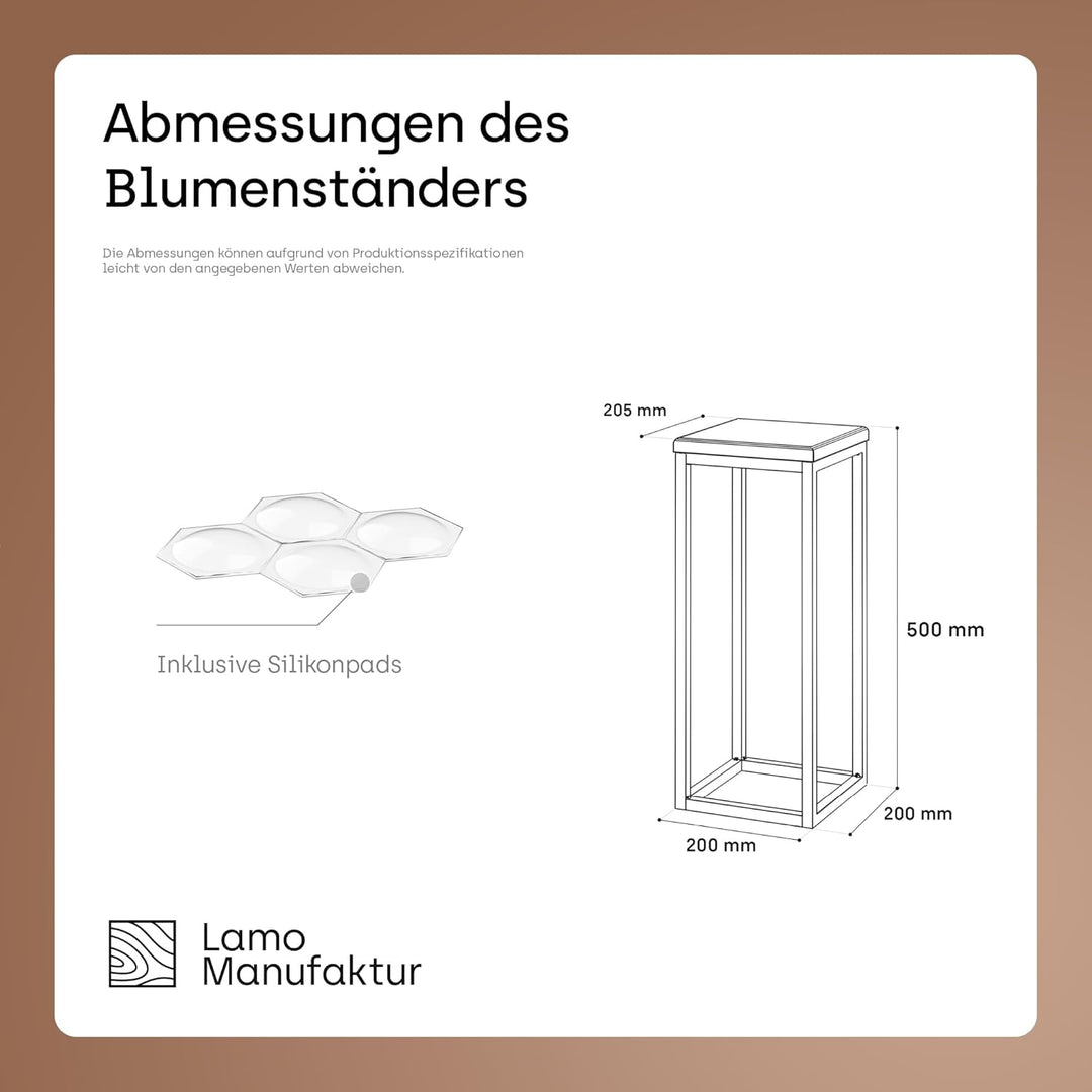 LAMO Manufaktur Blumenständer Metall Schwarz | Pflanzenständer Holz mit Dunkel Farbe | Blumenhocker