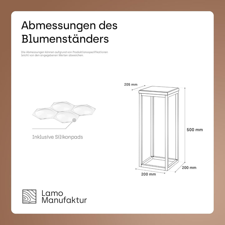 LAMO Manufaktur Blumenständer Weiss Metall | Pflanzenständer Holz mit Natur Farbe | Blumenhocker gro