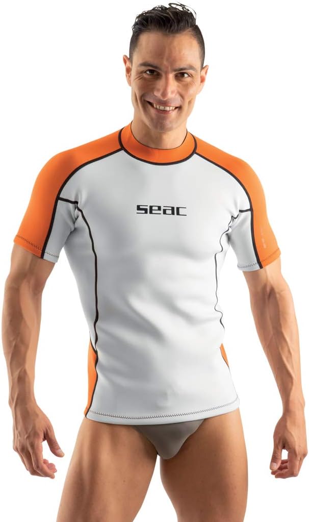 Seac Neopren-Kurzarmshirt, ideal als Tauchunterwäsche L White/Orange, L White/Orange