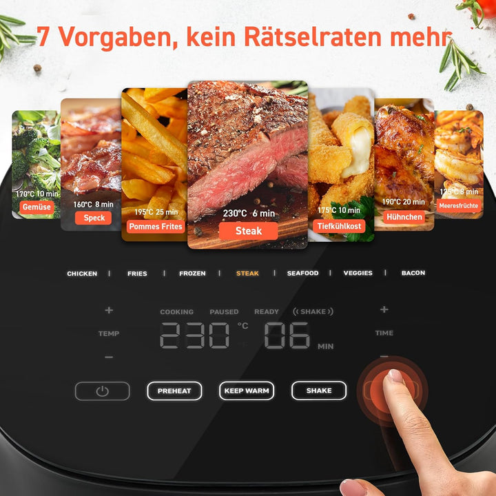 COSORI Airfryer, 7-in-1 Heissluftfritteuse 4,7 L, Max 230℃ & 55dB leise Heissluftfritteuse, 100+ Rez