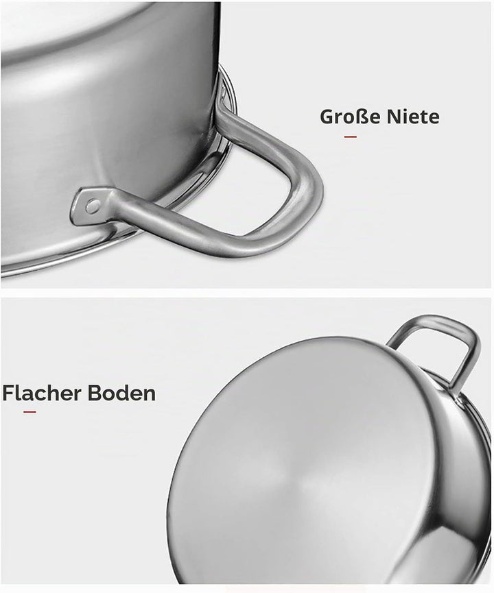 Kochtopf aus Edelstahl,Edelstahl Dual Side Hot Cookware Soup Induction Suppentopf Shabu Pot für Gas