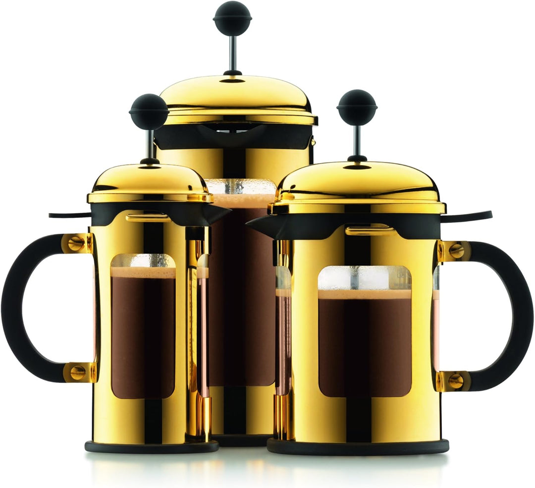 Bodum New Chambord Kaffeebereiter 8 Tassen, Chrom, Gold, cm, 10.7 x 17.5 x 25 cm, 1 Einheiten 1 Litr