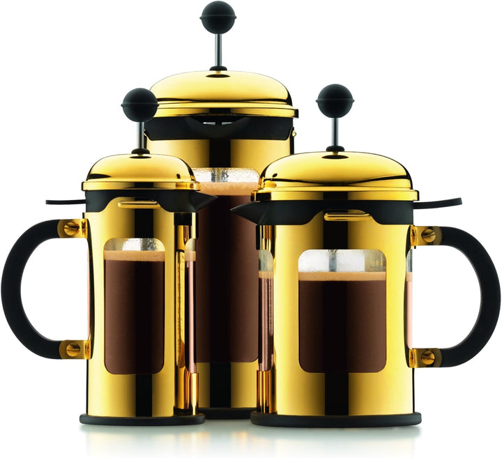 Bodum New Chambord Kaffeebereiter 8 Tassen, Chrom, Gold, cm, 10.7 x 17.5 x 25 cm, 1 Einheiten 1 Litr