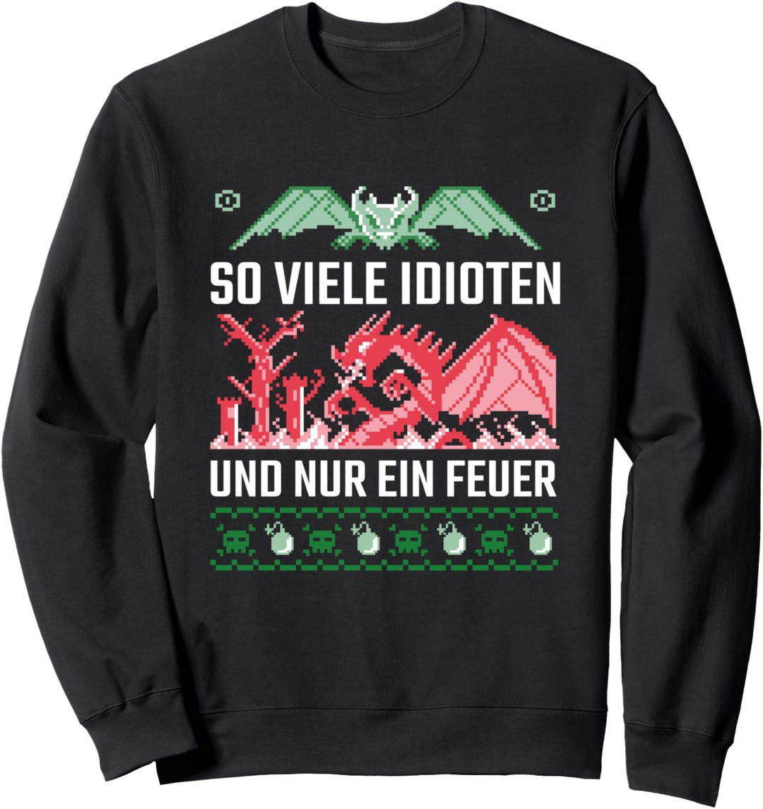 So viele Idioten Drache Ich hasse Menschen Ugly Christmas Sweatshirt