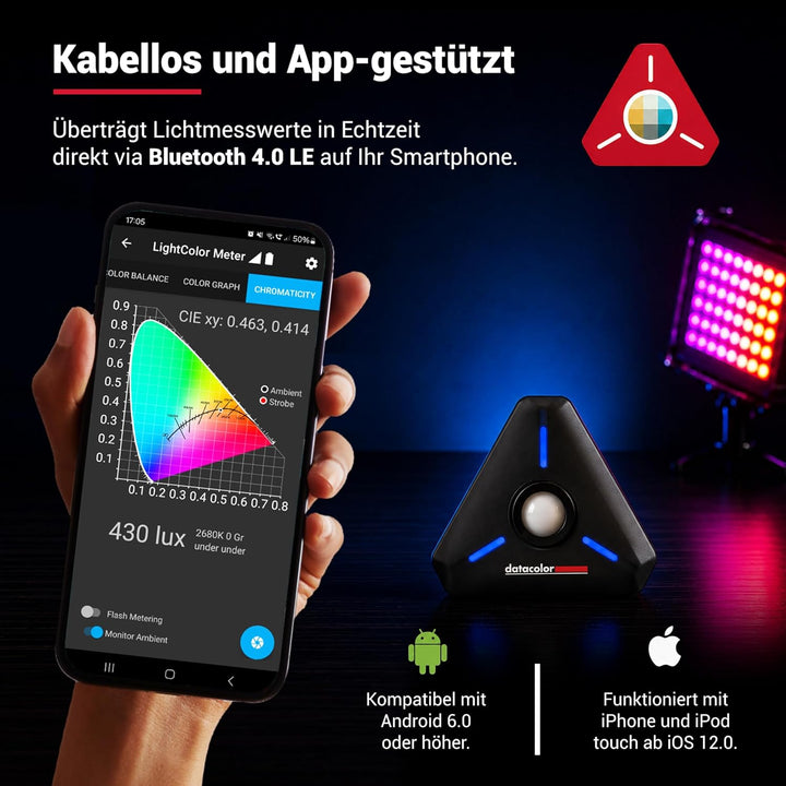 Datacolor LightColor Meter – Bluetooth-fähiges Licht- & Farbtemperaturmessgerät für Fotografie, Vide
