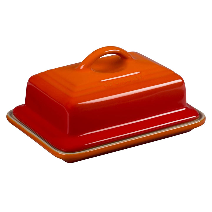 LE CREUSET Steinzeug Butterdose, 900 g, 17 x 12.5 x 9 cm, Ofenrot