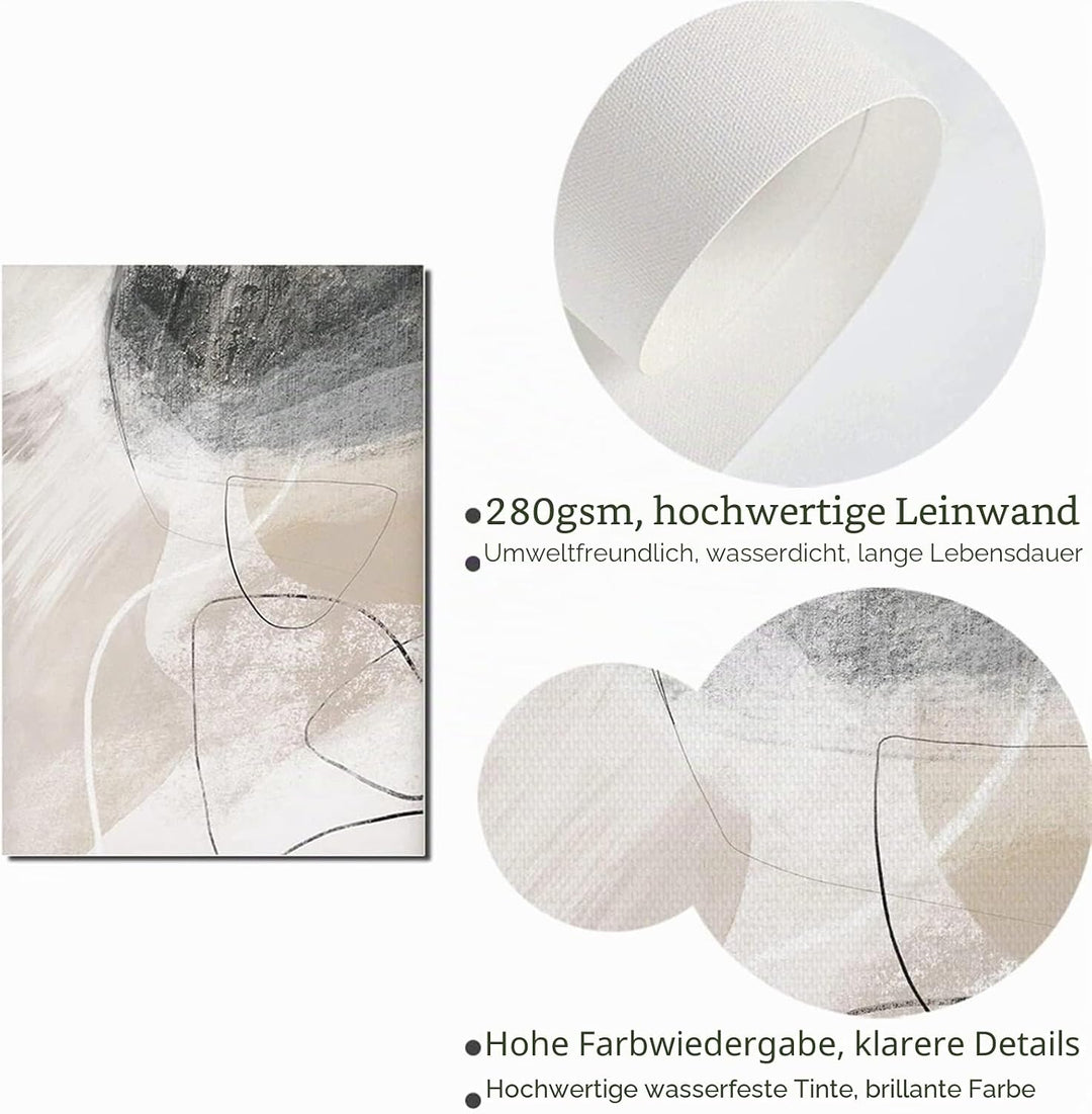Sarah Duke 3er Poster Set, Beige Abstrakt Wandbilder Wohnzimmer Bilder, Moderne Leinwandbilder Wandp
