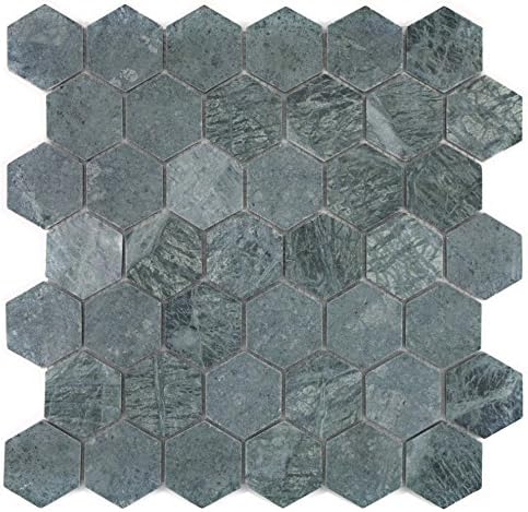 Mosaik Fliese Marmor Naturstein Hexagon Marmor grün für WAND BAD DUSCHE KÜCHE FLIESENSPIEGEL THEKENV