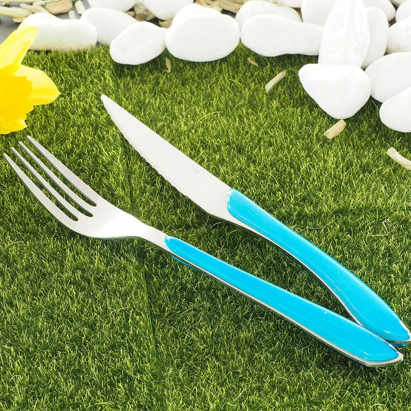 Amefa ECLAT Besteck Set, Türkis, Essbesteck 24-teilig, für 6 Personen, Edelstahl rostfrei, hochwerti