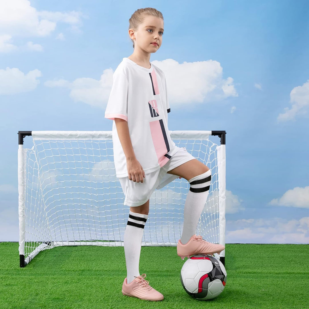 JABASIC Fussballschuhe Kinder Jungen Mädchen Sportliche Outdoor Stollenschuhe Kinder 29 EU Lt Rosa,