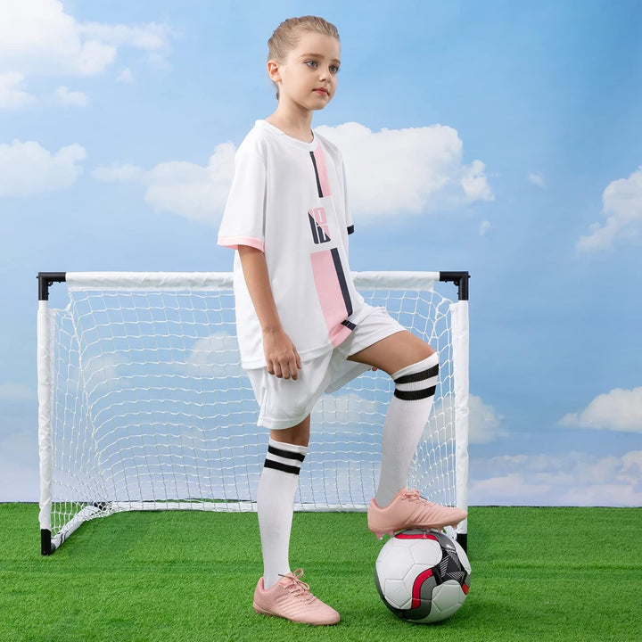 JABASIC Fussballschuhe Kinder Jungen Mädchen Sportliche Outdoor Stollenschuhe Kinder 29 EU Lt Rosa,