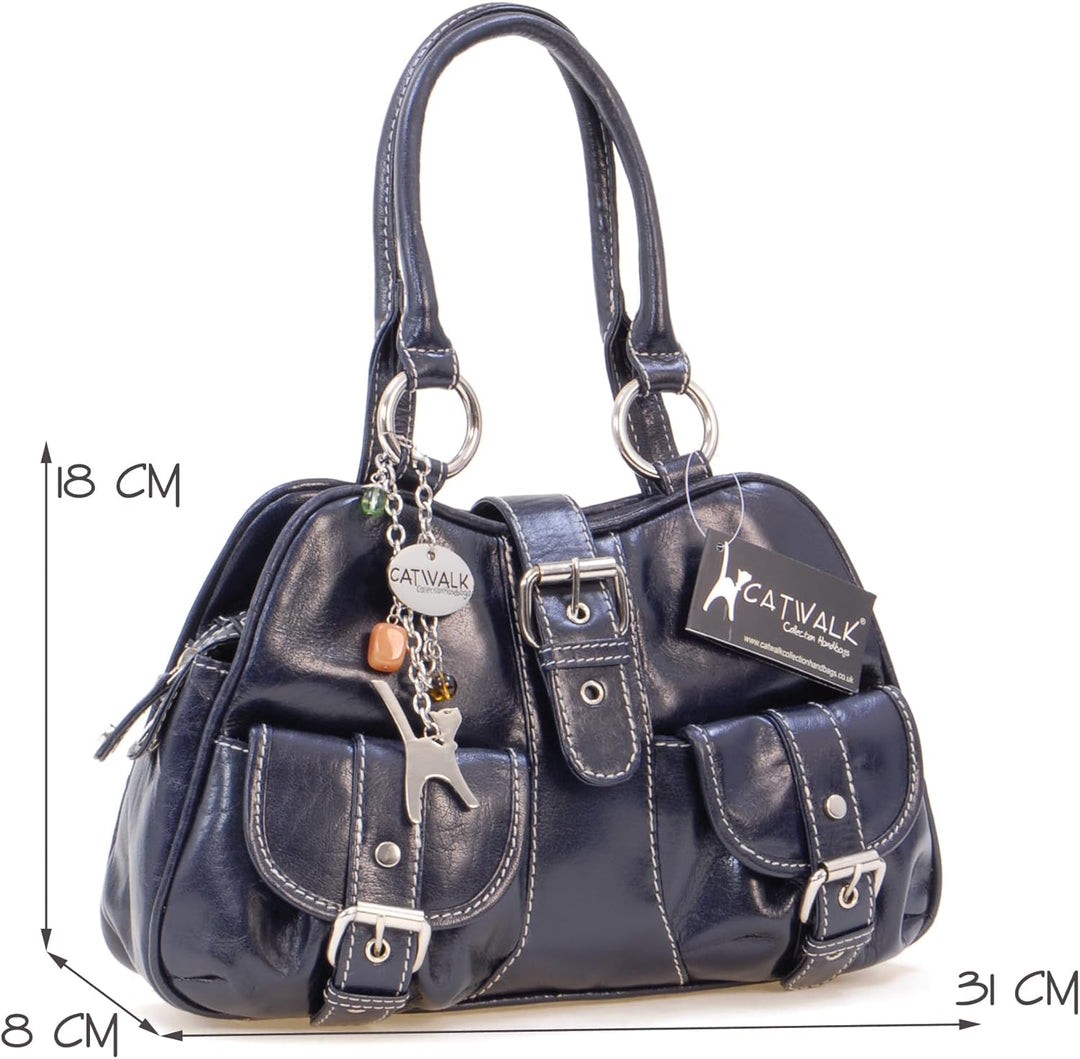 Catwalk Collection Handbags - Leder - Umhängetasche/Henkeltasche - Handtasche mit Schultergurt/Schul