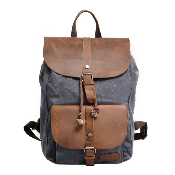 Neuleben Vintage Wasserdicht Rucksack Daypack aus Canvas Leder Damen Herren für Reise Outdoor Schule