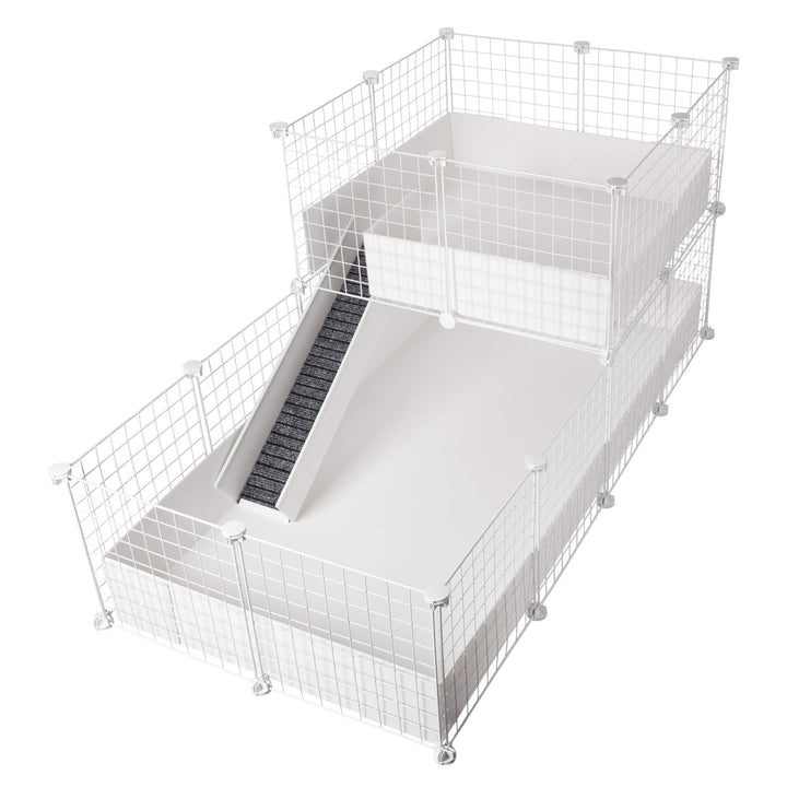 CagesCubes C&C Deluxe Käfig für Meerschweinchen, Boden 2 x 4  Gitterelemente + Plattform 2 x 2 Gitte