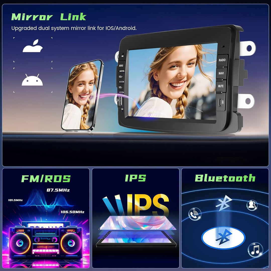 Hikity 2G+64G Android 15 Autoradio für Renault Spring, Dacia Logon, Duster, Captur, Sandero, Symbol,