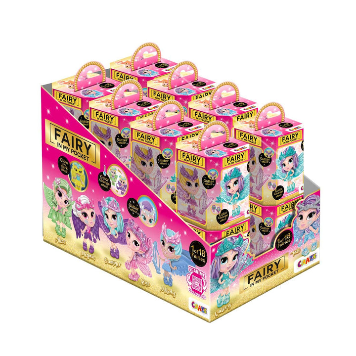 CRAZE Fairy In My Pocket Komplettes Thekendisplay | 16er Set Feen Puppen mit Flügel, 16x Feen Figure