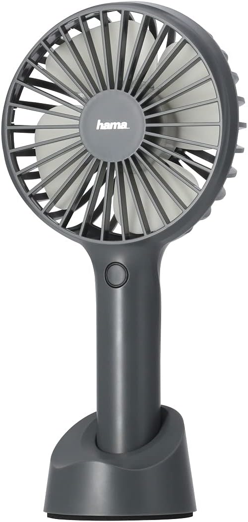 Hama | Tragbarer Ventilator mit USB-Akku, 3 Geschwindigkeiten, Smartphone-Halterung