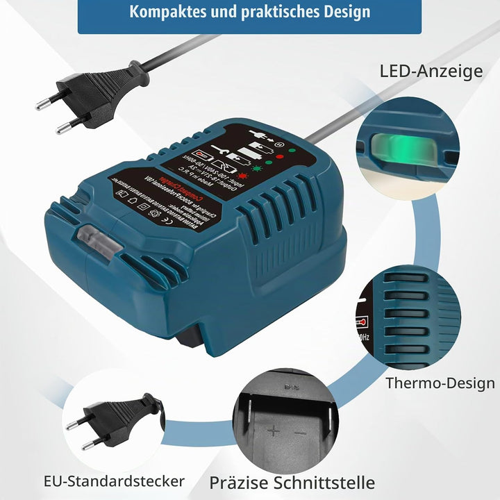 Ersatz Ladegerät für Bosch Professional 18V System Akku, 1/3 Grösse für Bosch Ladegerät GAL1880CV, f