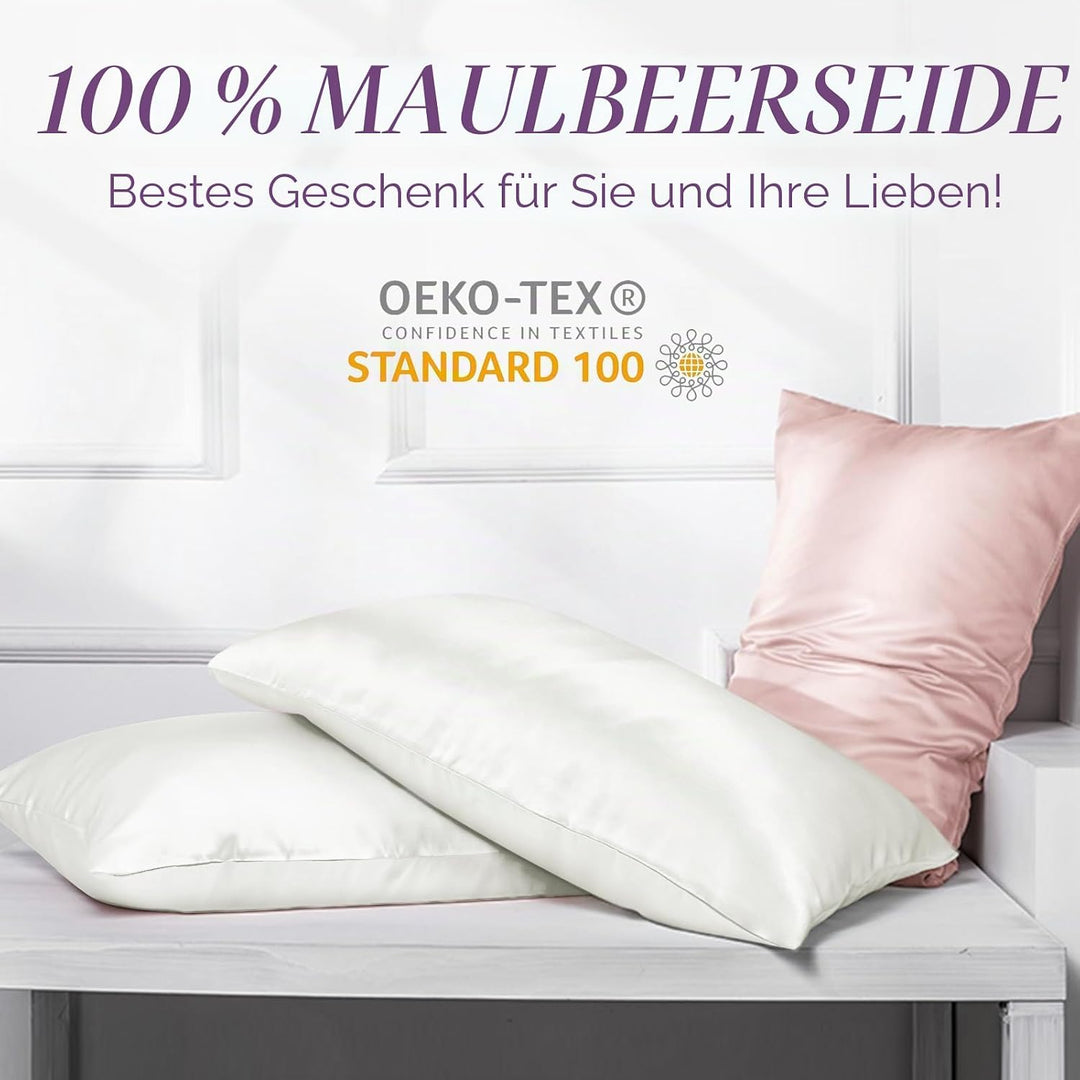 OLESILK Seide Kissenbezug Kissenhülle Haar- und Hautpflege mit Reissverschluss 16 Momme 1 Stück Elfe