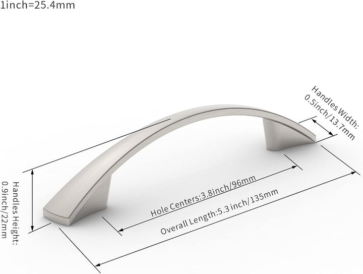 FURNIWARE Schrank- und Küchengriffe, 96 mm Lochabstand, gebürstetes Nickel, 10 Stück 96mm 10 Stück G