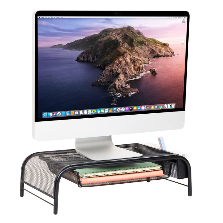 Mind Reader 'Raise' Metall Mesh PC Laptop IMac Computer Monitor Stand mit Schublade, schwarz, Schwar