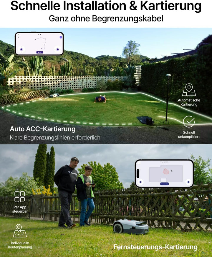ANTHBOT Genie 600 Mähroboter ohne Begrenzungskabel, Empf. 650 m², Max. 850 m², Rasenmäher Roboter mi