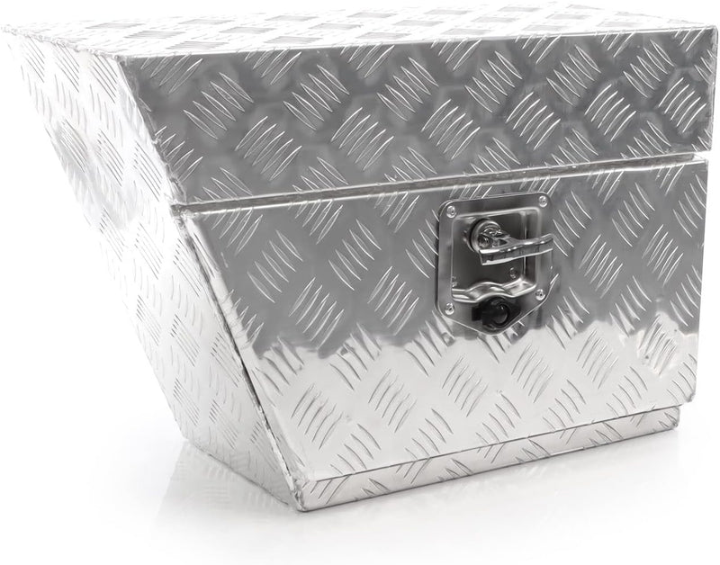 XPOtool Aluminium Unterflurbox Links 60x25x40cm Deichselbox bis 50 Liter Staubox mit 2 Schlüsseln