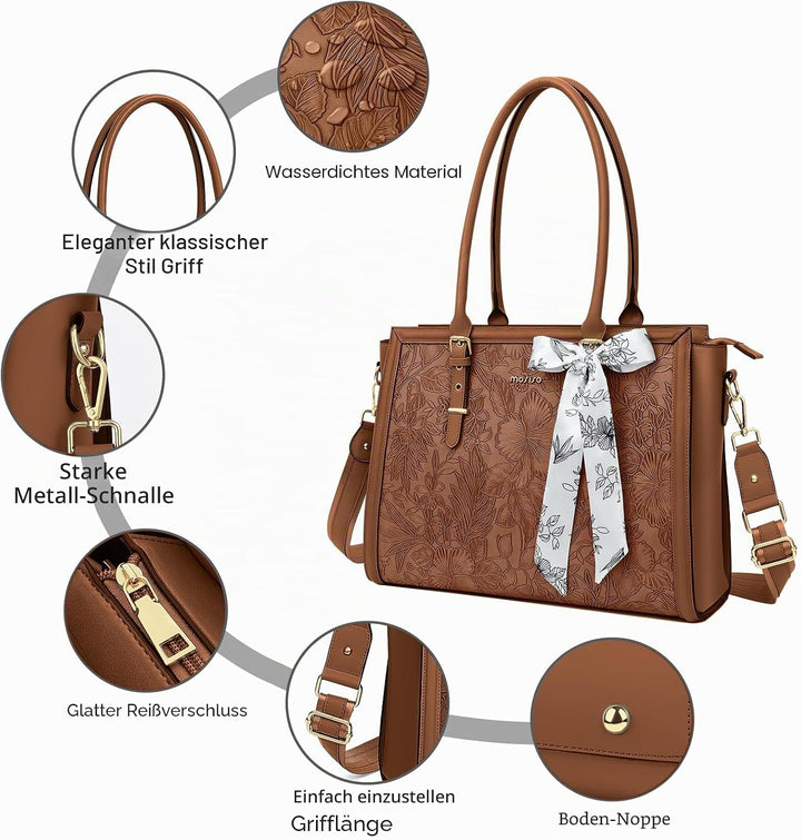 MOSISO Laptoptasche Damen, 17,3 Zoll PU Lehrertasche Handtasche Kompatibel mit MacBook HP Dell Asus,
