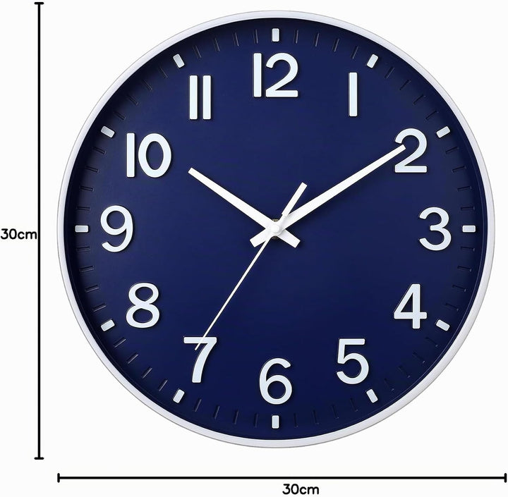 HZDHCLH 30cm Lautlos Wanduhr ohne Ticken Schleichende Sekunde mit Arabisch Ziffer für Büro, Klassenz