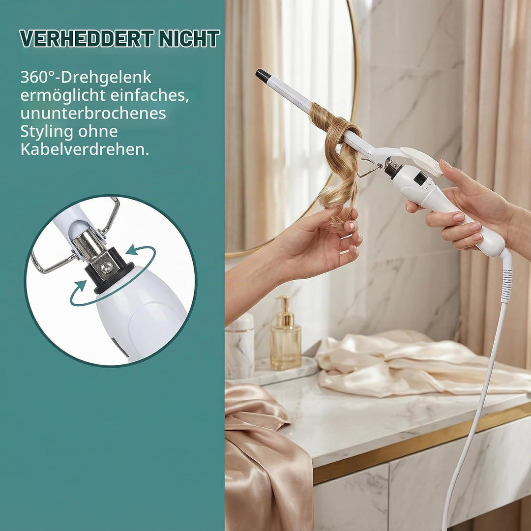 9mm Mini Lockenstäb, Lockenstab Kleine Locken, Professional LCD-Display Lockenwickler 100-210℃, Kera