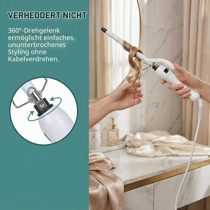9mm Mini Lockenstäb, Lockenstab Kleine Locken, Professional LCD-Display Lockenwickler 100-210℃, Kera