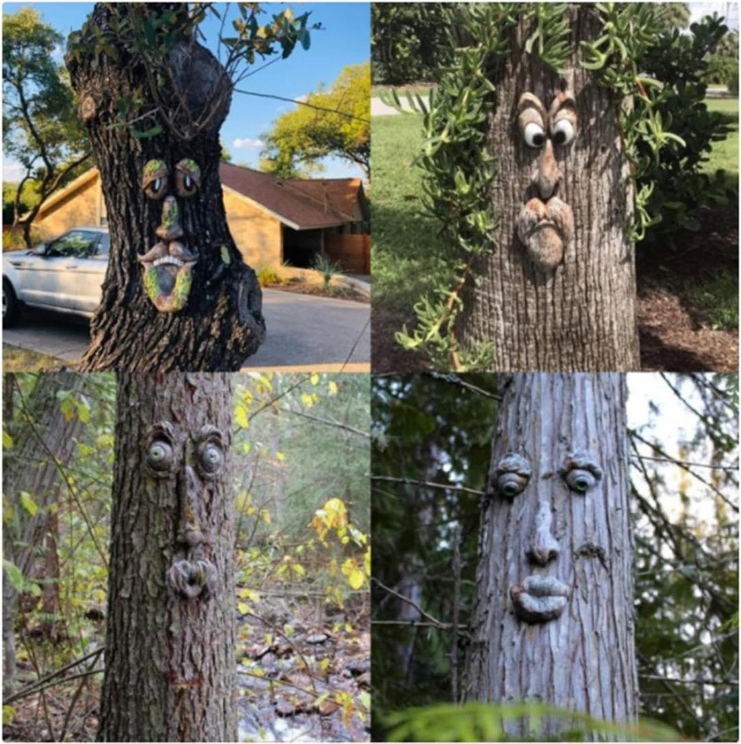 Baumstamm Deko,4-teilig Baumgesichter Für Bäume, Alter Mann Baumgesicht Baumumarmer, Garden Peeker Y