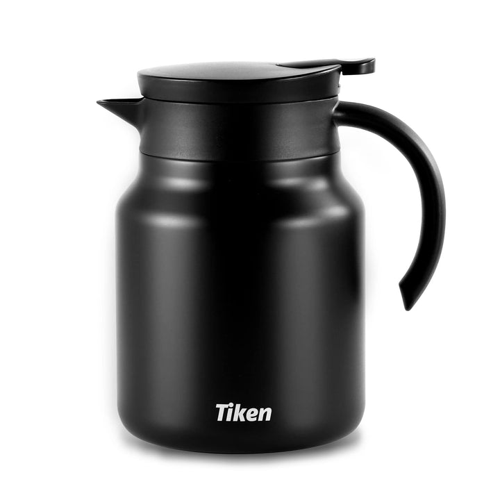 Tiken 1L Thermoskanne aus Doppelwandingem Edelstahl Isolierkanne Kaffeekanne mit Quick Tip Verschlus
