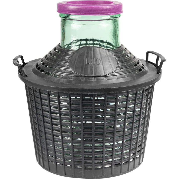 Glas-Demijohn Ballon in Kunststoffkorb Aufbewahrung Weinherstellung Weithals Ballon Fermenter (10 l