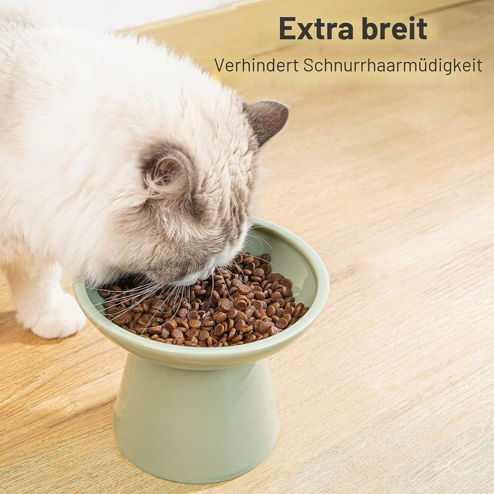 CEEFU Extra breite Katzennäpfe - keramischer Katzennapf 15,7cm Erhöhter Flacher Boden Katzennapf, Sc