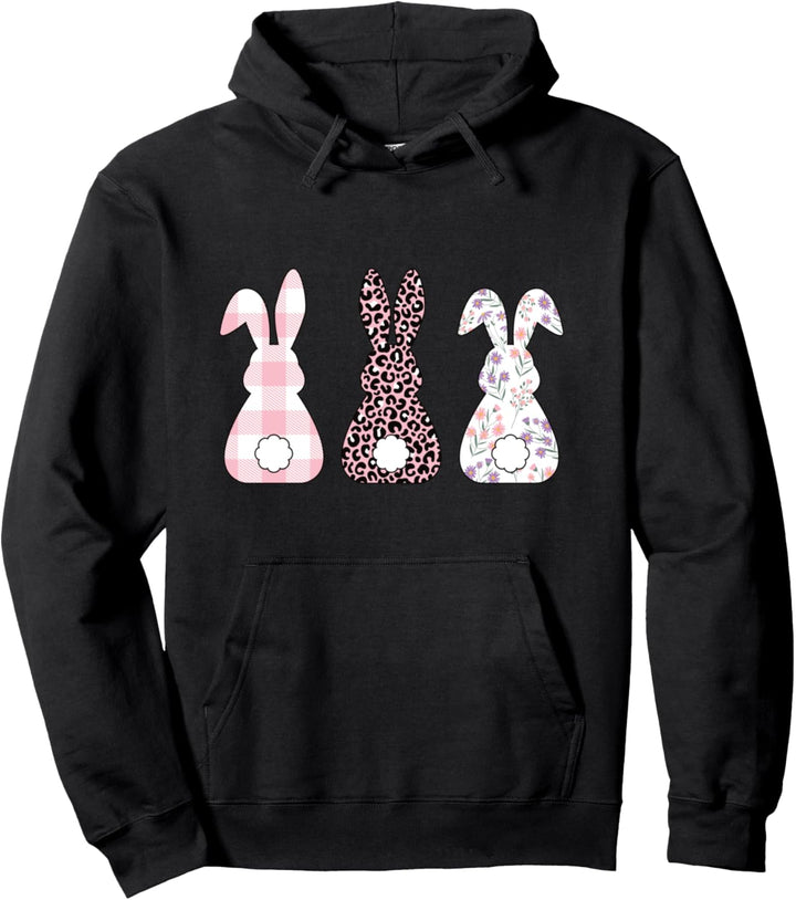 Süsses rosafarbenes Leopardenmuster mit Hasenmotiv Pullover Hoodie