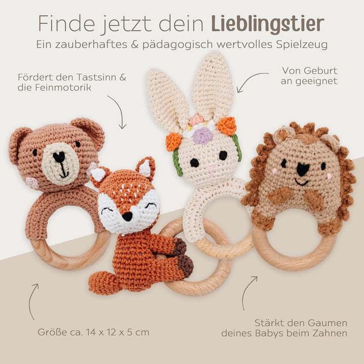 Personalisierter Beissring Baby - Niedlicher Greifling für Baby's, Greifring, Babyrassel mit Name al