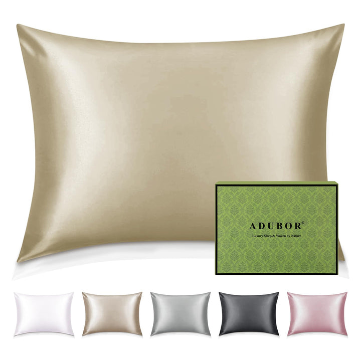 Adubor Seidenkissenbezug 40x80cm für Haar und Haut, mit verstecktem Reissverschluss, beide Seiten, 2