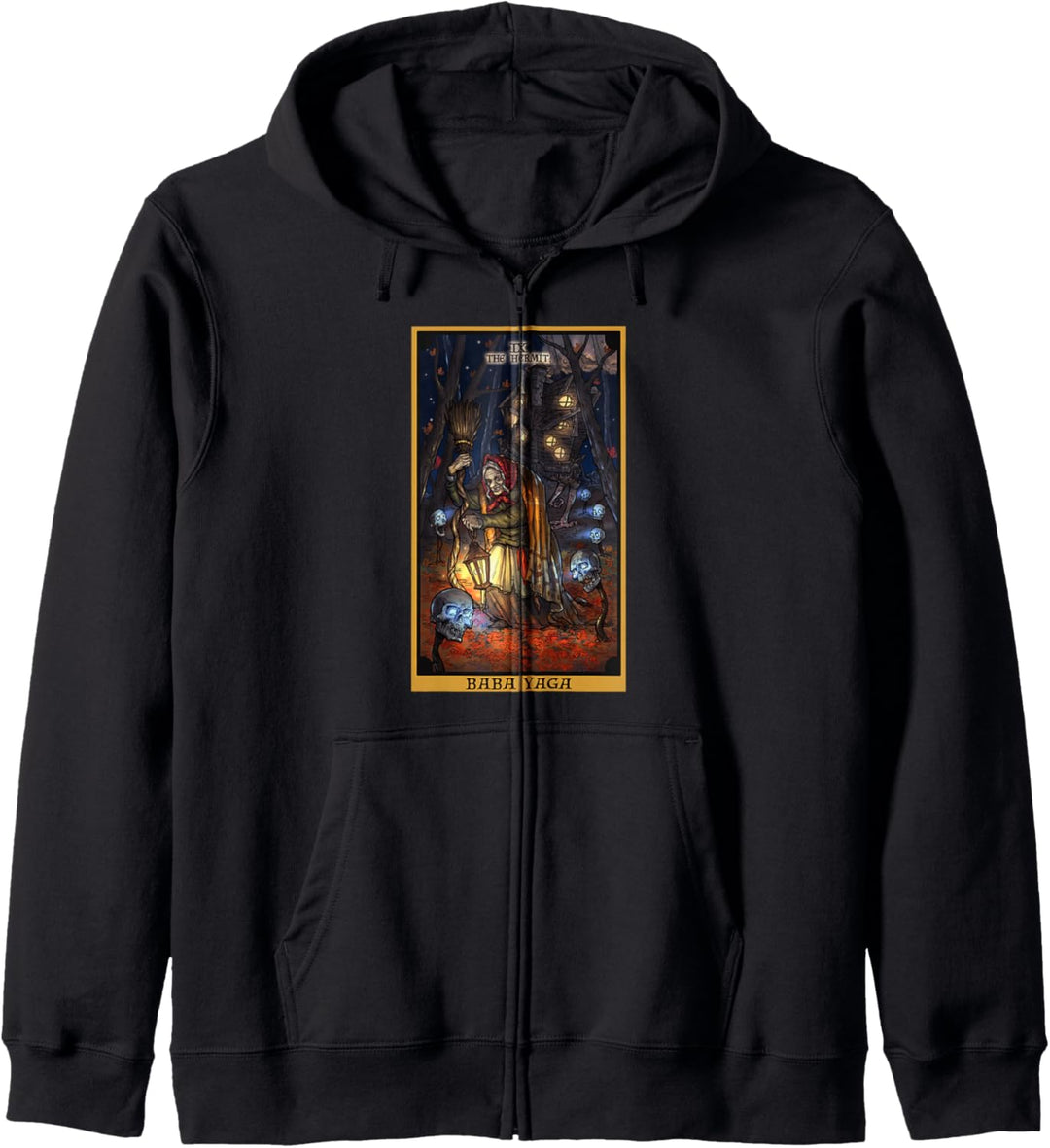 Baba Yaga Tarotkarte der Einsiedler, slawische Mythologie, heidnische Hexe Kapuzenjacke