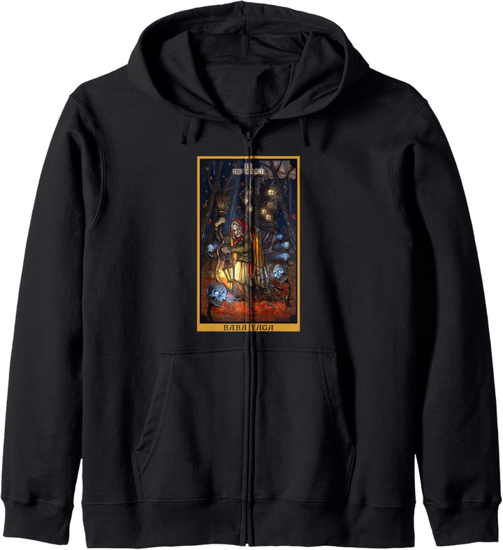 Baba Yaga Tarotkarte der Einsiedler, slawische Mythologie, heidnische Hexe Kapuzenjacke
