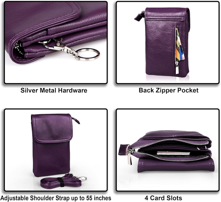 befen Echtleder Handytasche zum Unhängen Damen, Handytasche mit Geldbörse zum Umhängen Kleine Umhäng