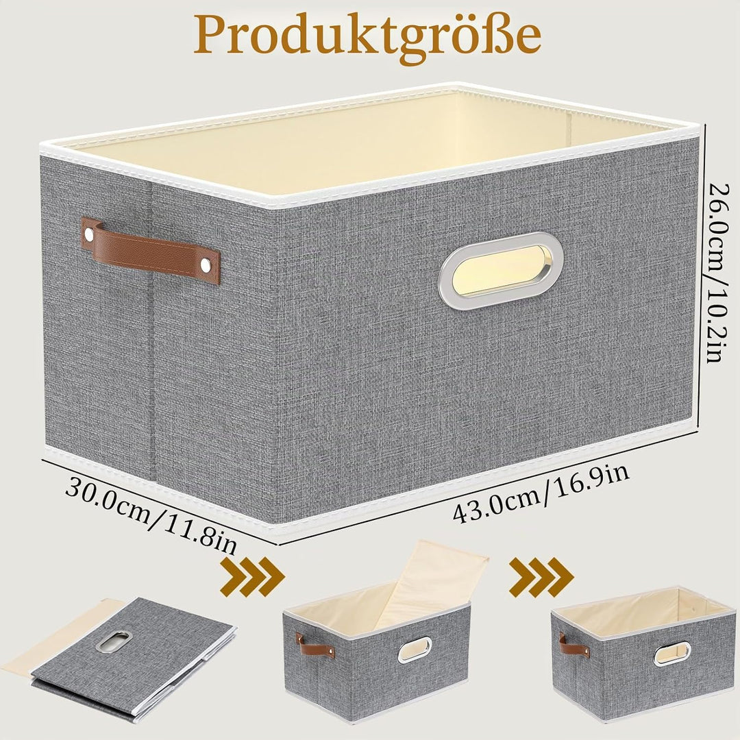 Yawinhe 3 Stück Aufbewahrungsbox aus Stoff, Faltbare Aufbewahrungskorb mit Griffen, Waschbare, für S
