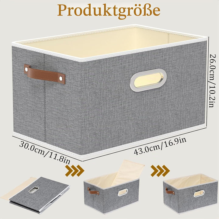 Yawinhe 3 Stück Aufbewahrungsbox aus Stoff, Faltbare Aufbewahrungskorb mit Griffen, Waschbare, für S