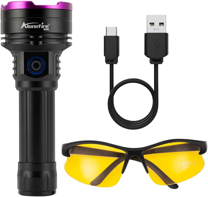 Alonefire SV83 20W 365nm UV Taschenlampe USB Aufladbar Schwarzlicht Haustierurin Detektor Geld-Detek