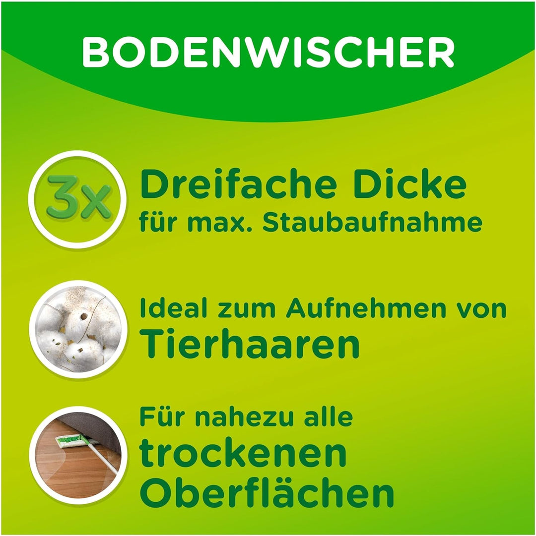 Swiffer Bodenwischer 3D Clean Nachfüllpackung, Trockene Bodentücher Nachfüllpackung 14 Stück, Nimmt