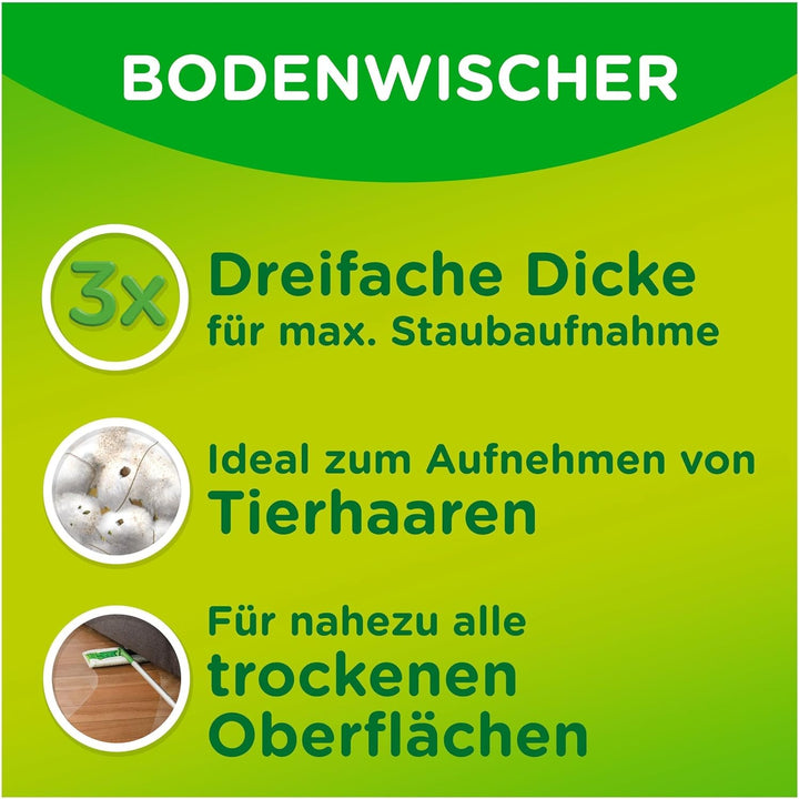 Swiffer Bodenwischer 3D Clean Nachfüllpackung, Trockene Bodentücher Nachfüllpackung 14 Stück, Nimmt