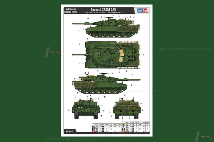 Hobby Boss 083867 1/35 Leopard 2A4M Kanada Modellbausatz, verschieden, S