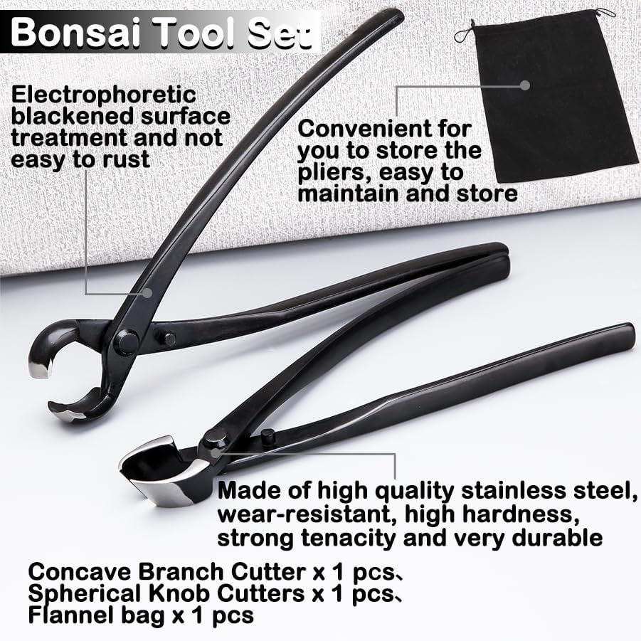 LEONTOOL Bonsai-Werkzeug-Set – 20,3 cm konkave Schneider und 20,3 cm kugelförmige Knaufschneider, Ka